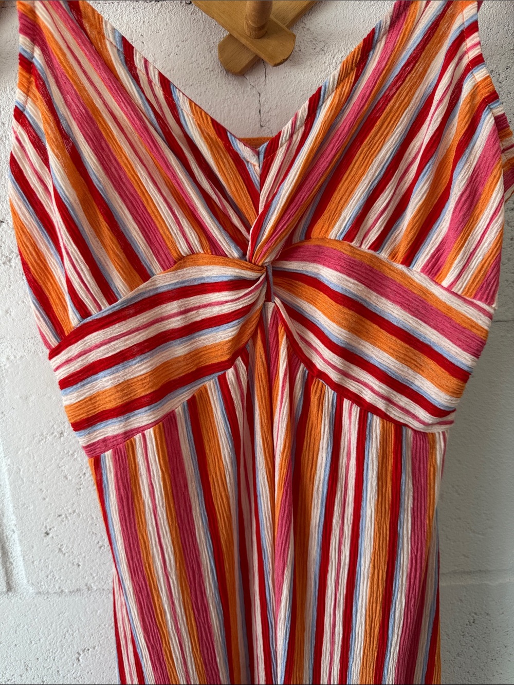 Striped Twist-Front Maxi Dress in Red & Pink - Picture 2 of 5